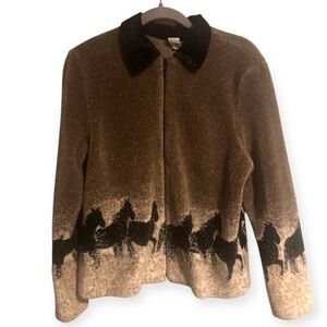 Brown Horse Print Women's Jacket